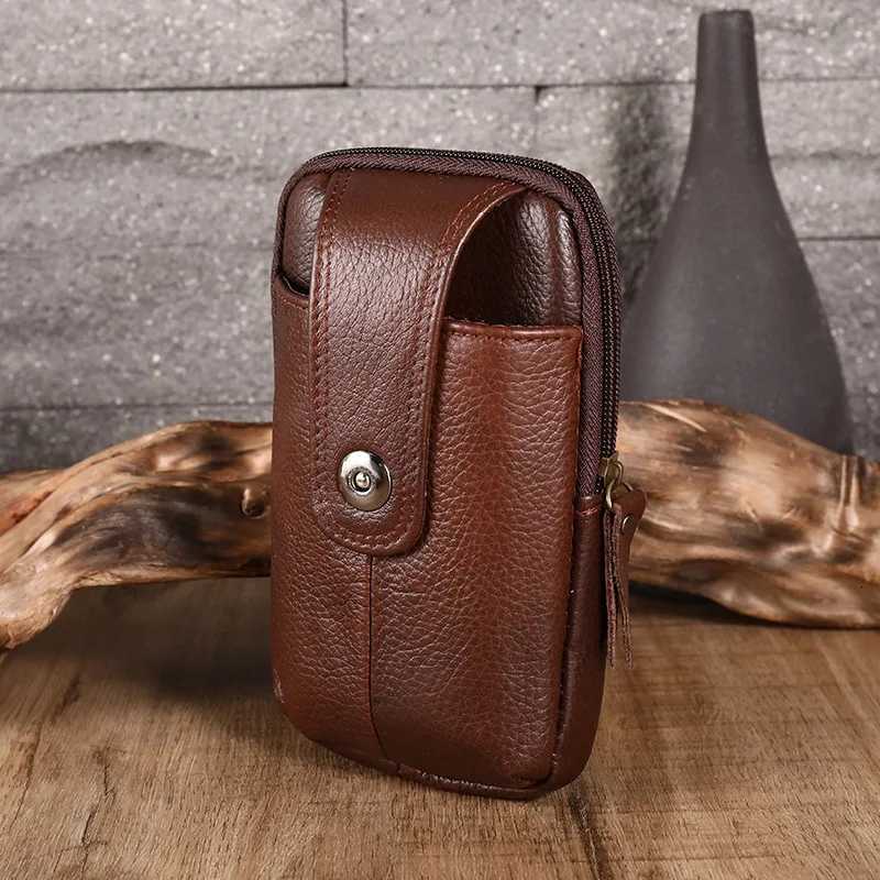 Mens Genuine Leather Phone Holder Waist Belt Wallet Running Pouch Holster Case Leather Waist Bag Coin Purse Storage Bag Z251023