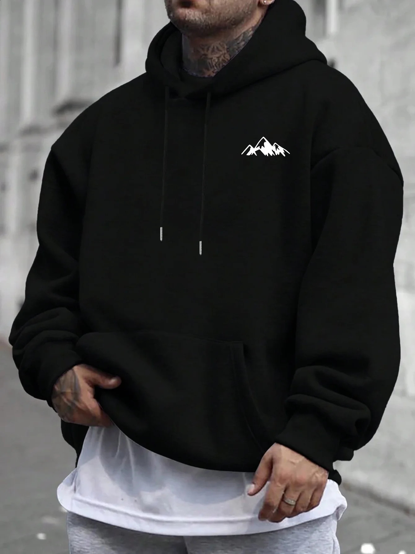 MenS Casual Pink Hoodie with Fleece Lining Stylish Graphic Long Sleeve Regular Fit Wear Front Blend 251018