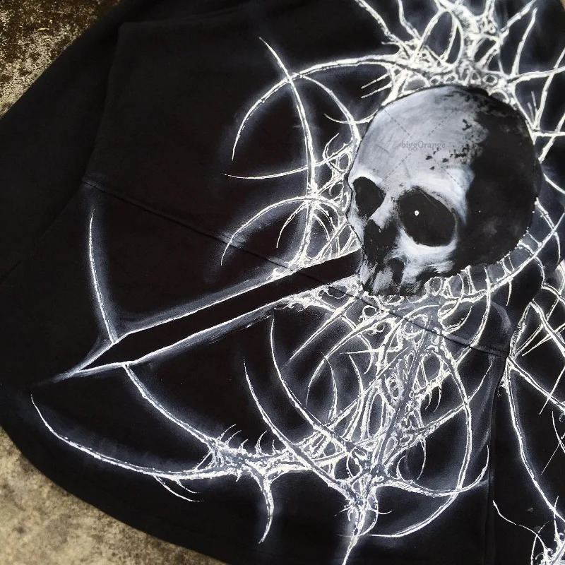 Trendy Harajuku Dark Fashion Loose Zipper Tshirt Men Y2k American Retro Anime Print Oversized Cardigan Women 251018