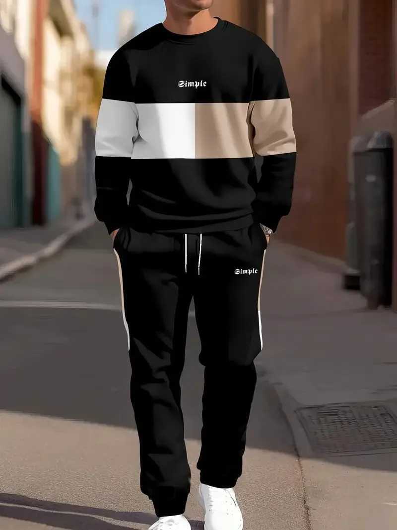 The new mens hoodie set for Spring and Autumn 2025 is a casual fashionable soft and comfortable 3D letter pattern printT251024