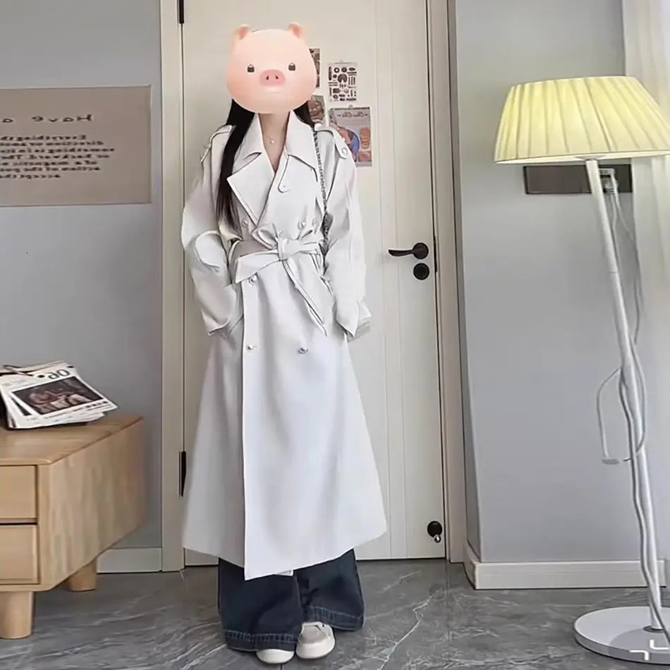 British Trench Coat Women MidLength Notch Lapel Blazer Style Trendy Overcoat 251021