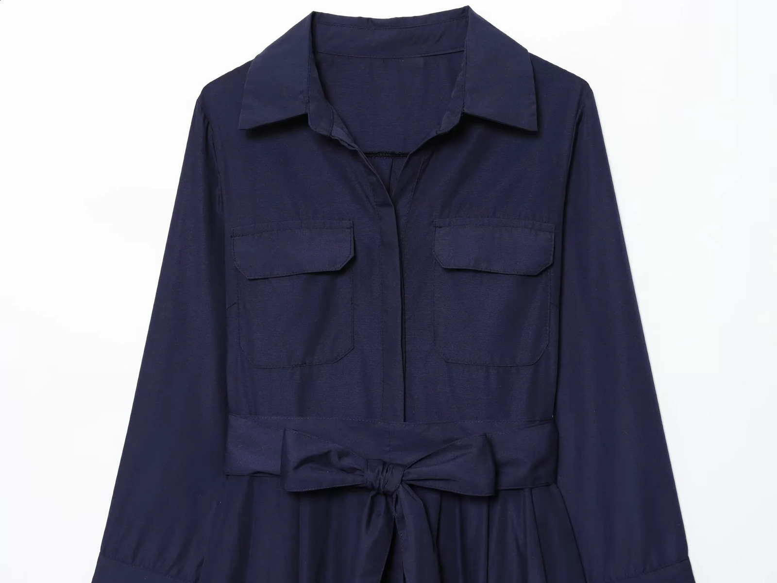 2025 autumn womens clothing casual fashion temperament simple lapel long sleeved shirt style medium length dress 251023