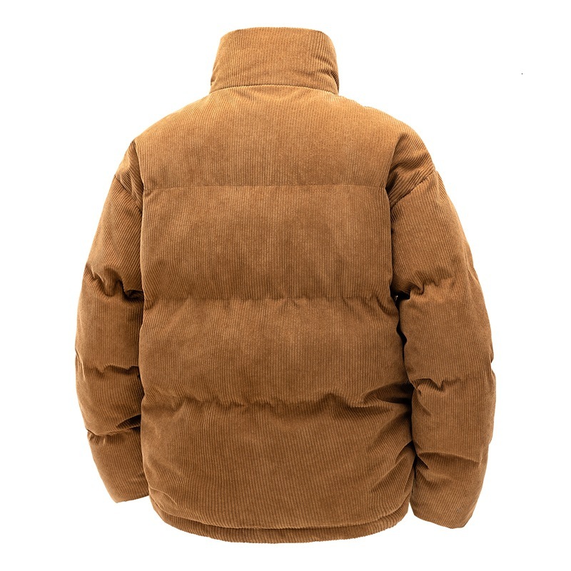 AOLADA Stand Collar Cotton Jacket for Men, Autumn and Winter Windproof, Fleece Lined, Thickened, Couple Style, Vintage Corduroy Hooded Cotton Coat