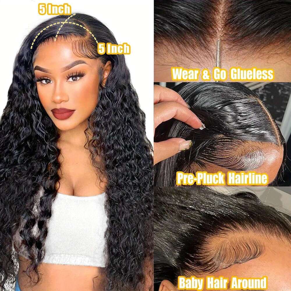 Wigs Human Hair Plucked Pre Cut Jerry Curlys Wear And Go Glueless Lace Closure Wig for Women Natural Color