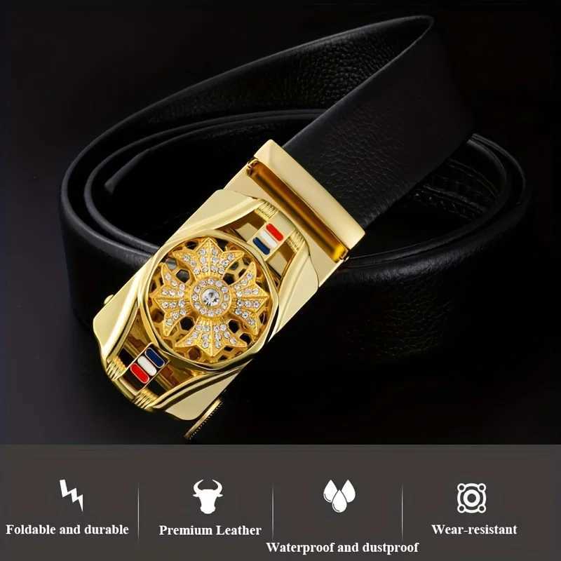Mens automatic buckle belt rotating buckle head belt formal casual versatile wear highquality material luxury mens belt W251024