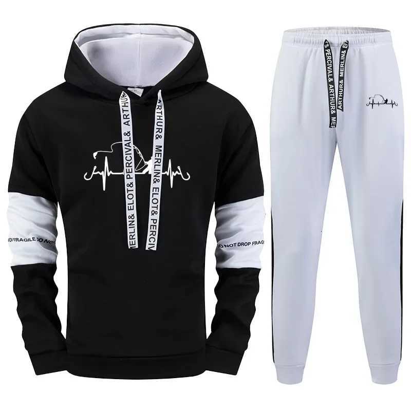 Mens Hooded Sweatshirts Jogger Pants High Quality Sportswear Suit Male Trendy Hoodies Sweatpants Urban Fashion Casual TracksuitT251024