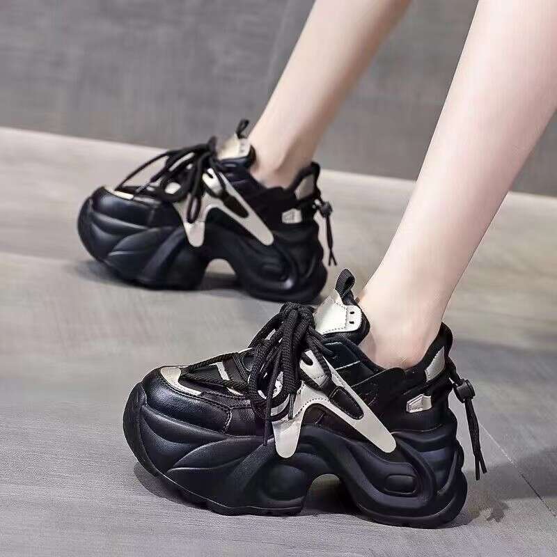 Trendy Dad Women, Thick Sole, Hidden Wedge, Lightweight Sneakers, Casual Versatile Shoes for Petite Sizes