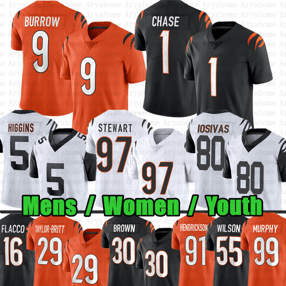 Joe Flacco JaMarr Chase Joe Burrow Football Jersey Tee Higgins Gesicki Trey Hendrickson Logan Wilson Andrei Iosivas Shemar Stewart Demetrius Knight Sean Clifford