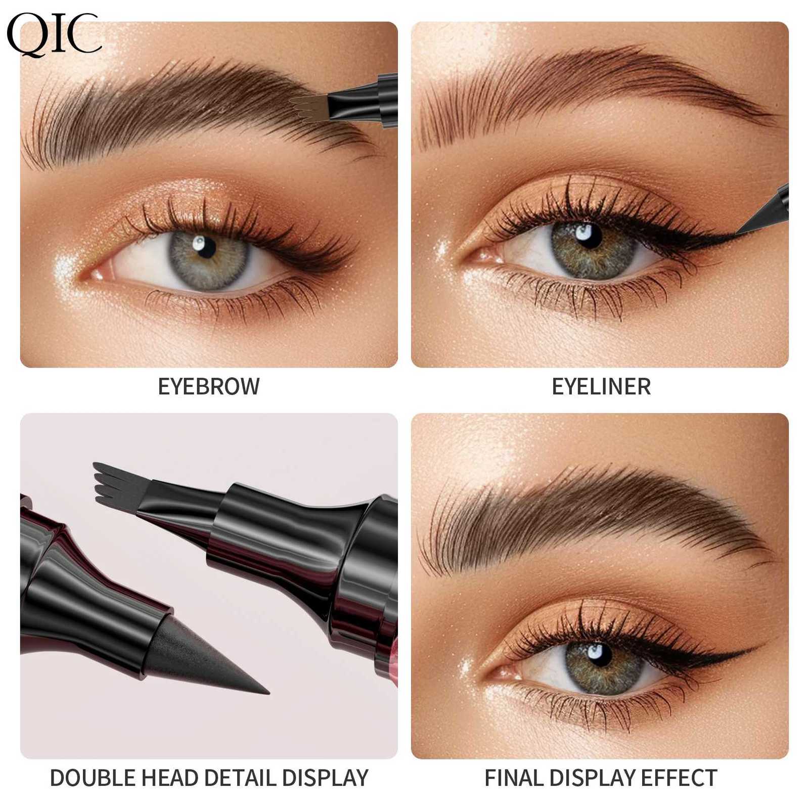 4 Colors 1pc Eyebrow Pen Waterproof 4 Split Tip Eyebrows Pen Eyebrow Tattoo Pen Waterproof Liquid Black Eyebrow Makeup PencilL251024