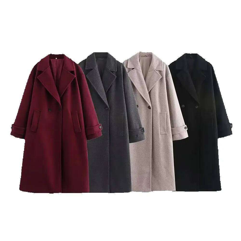 Autumn New Women S Clothing Style Fashionable Tri Color Loose Collar Long Sleeve Coat