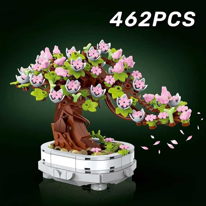 462PCS Bonsai Building Block Flower Creative Plant Cherry Blossom Tree Potted Bouquet DIY Home Decoration Gifts Toys C251023