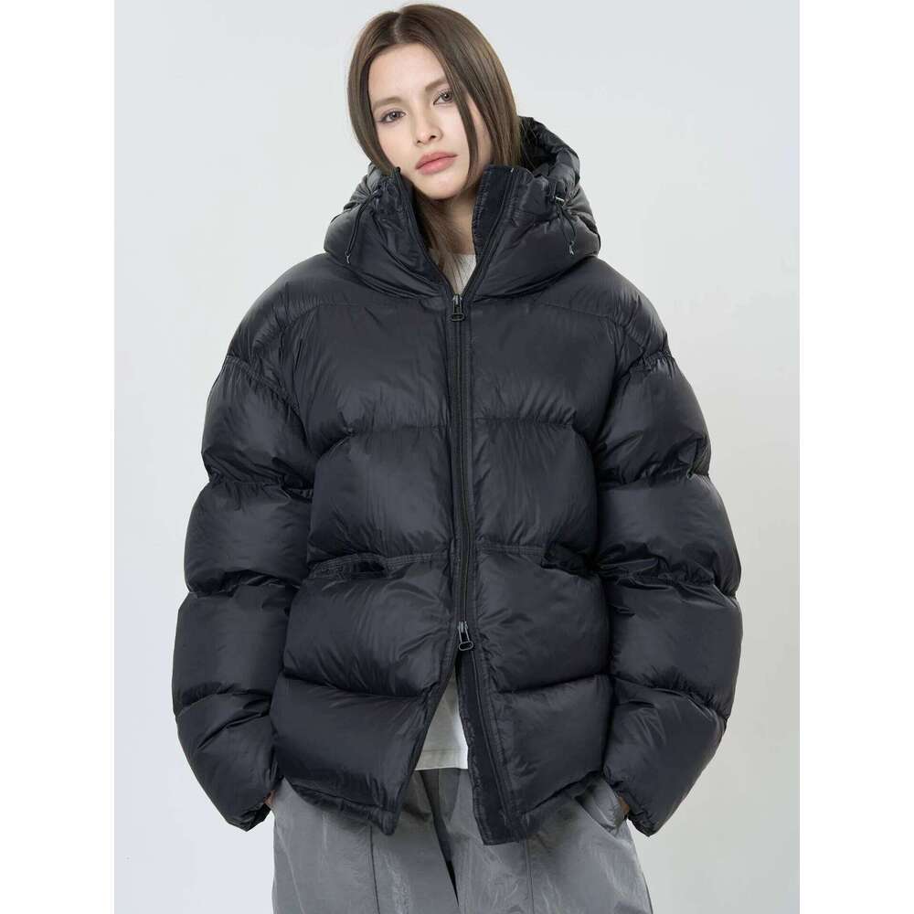 Winter Women's Casual Solid Color Loose Hooded Down Jacket Coats Designer Women