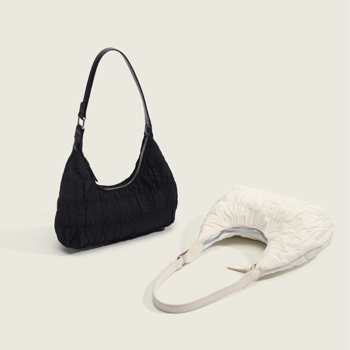 Feminine Casual Design Cream Color Puffy Shoulders Crossbody Tote for Girls