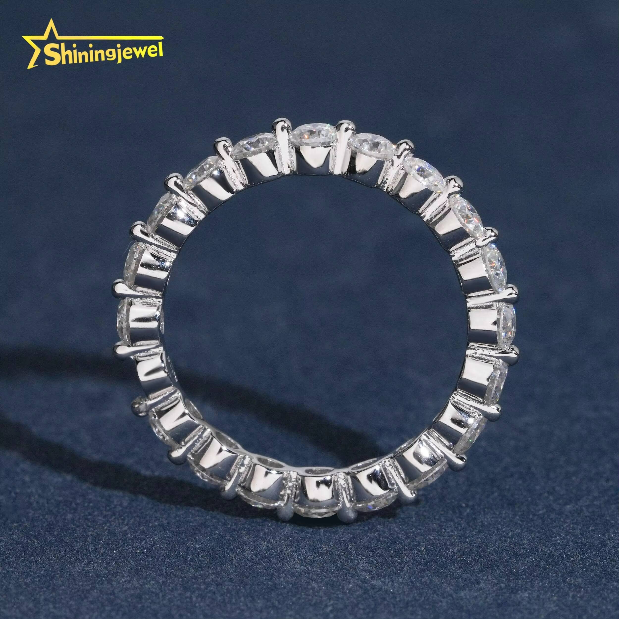 Hip Hop Jewelry 925 Silver Eternity Ring Moissanite Diamond 30mm Round Iced Out Rings Pass Diamond Tester