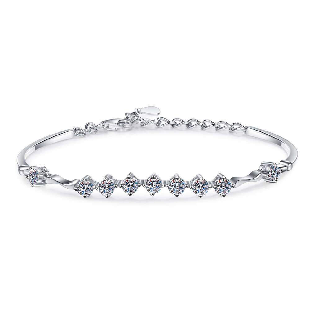 DHCollections-- XDY Pure Sier Women's Bone and Flesh Connected Haifeng Straight Cool Style Moissanite Bracelet