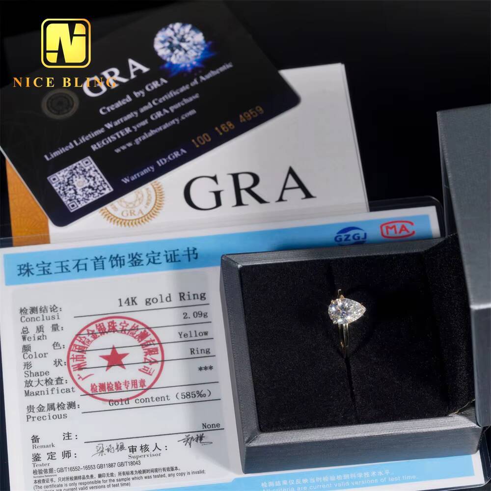 Pass Diamond Tester 14K Solid Gold Moissanite Solitaire Diamond Wedding Ring Custom Women Diamond Wedding Rings