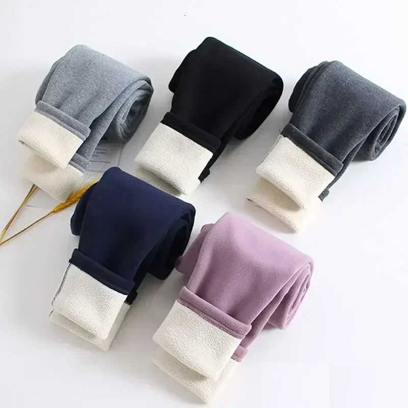 Girls Leggings Boneless Fleece Thickened Autumn Winter Fleece Pants Childrens Leggings Winter Solid Color Trousers Outer WearT251024