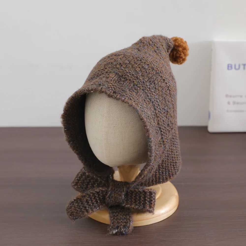Cute Plush Knitted Baby Earmuff Beanie Infant Boy Girl Winter Warm Hat Solid Color Small Ball Toddler Kids Ear Protection CapsL251024