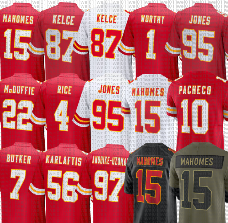 Derrick Thomas Patrick Mahomes Travis Kelce Isiah Pacheco Nick Bolton Trent McDuffie Kareem Hunt Hollywood Brown Xavier Worthy George Karlaftis Football Jersey