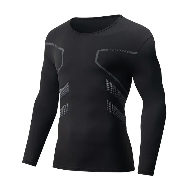 3piece Set Of AutumnWinter Mens Printed Thermal Underwear Sports And Fitness Round Neck Long Sleeved Tshirt Top Base Shirt 251018