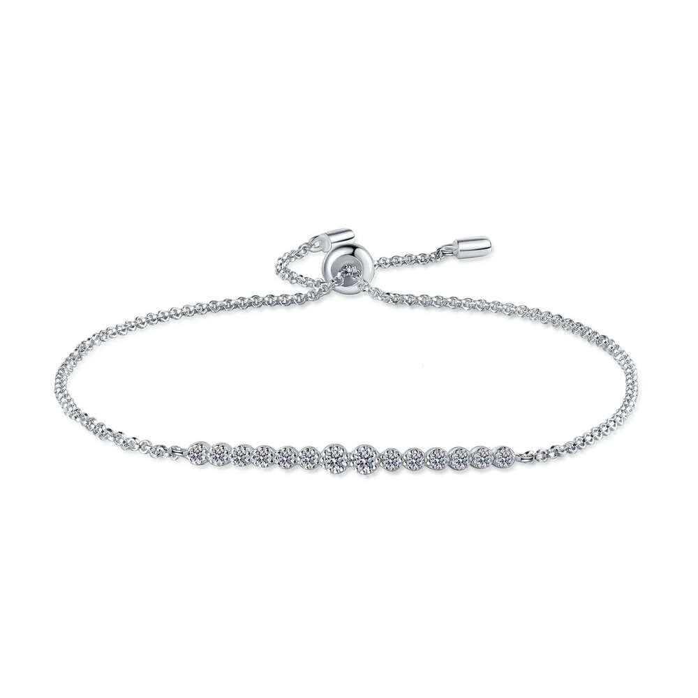 DHCollections-- S Pure Sier Full Moissanite Champagne Gold Bracelet for Women Versatile High-end Ins Style Cool Feel