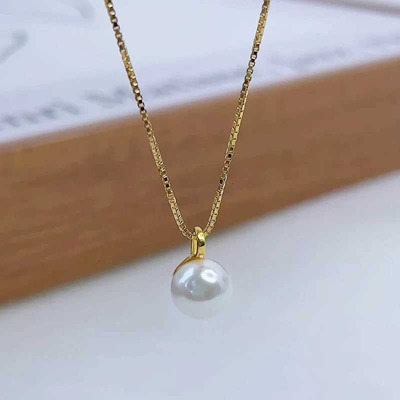 Huitan Simple Elegant Round Imitation Pearl Pendant Necklace for Women Silver ColorGold Color Daily Wear Wedding Tren JewelryXJ251024