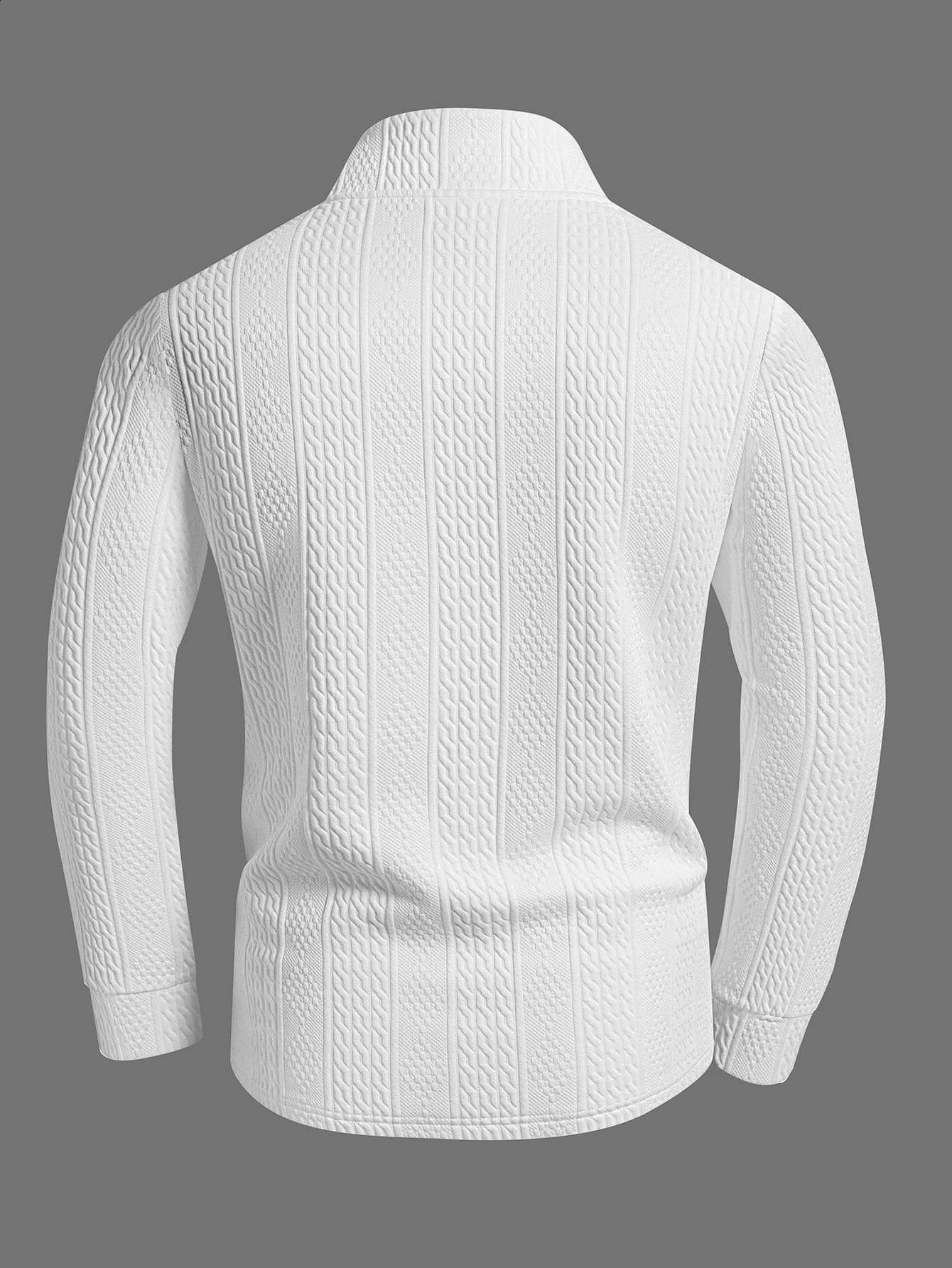 Texture Fabric Jacquard Pattern Mens LongSleeved Polo Shirt Thick Top Zipper Stand Collar Daily Casual Wear Business Casual Wear 251020