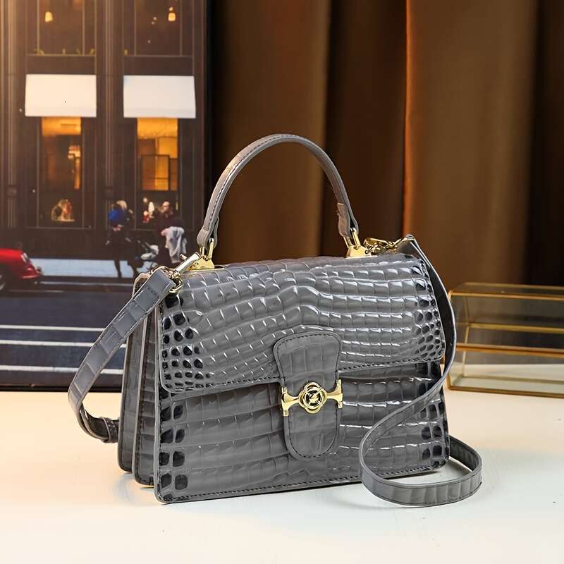 Stylish Handbag Stylish Royal Blue Crocodile Pattern Handbag For Women | Magnetic Closure, Golden-Tone Hardware & Emed Design