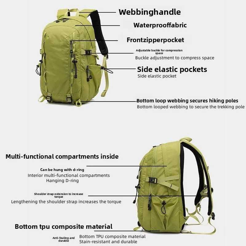 Durable travel backpack outdoor waterproof hiking bag breathable lightweight backpack for twoshoulder carrying J251024