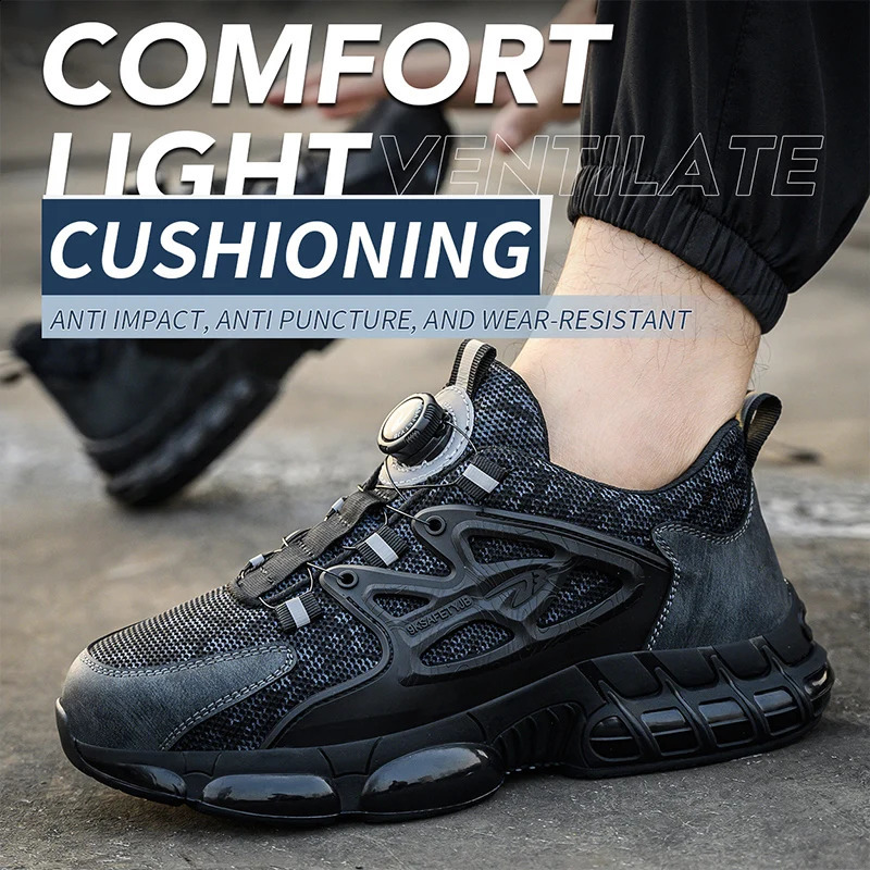 Slackstabproof work shoes with elastic buttons and laceup 251023