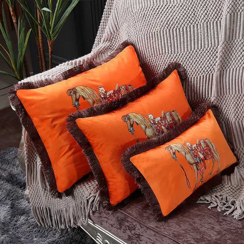 Horse 45x45cm 30x50cm Throw Cushion Cover Palace Horse Pattern French Senior Style Couch Sofa Lumbar W251024