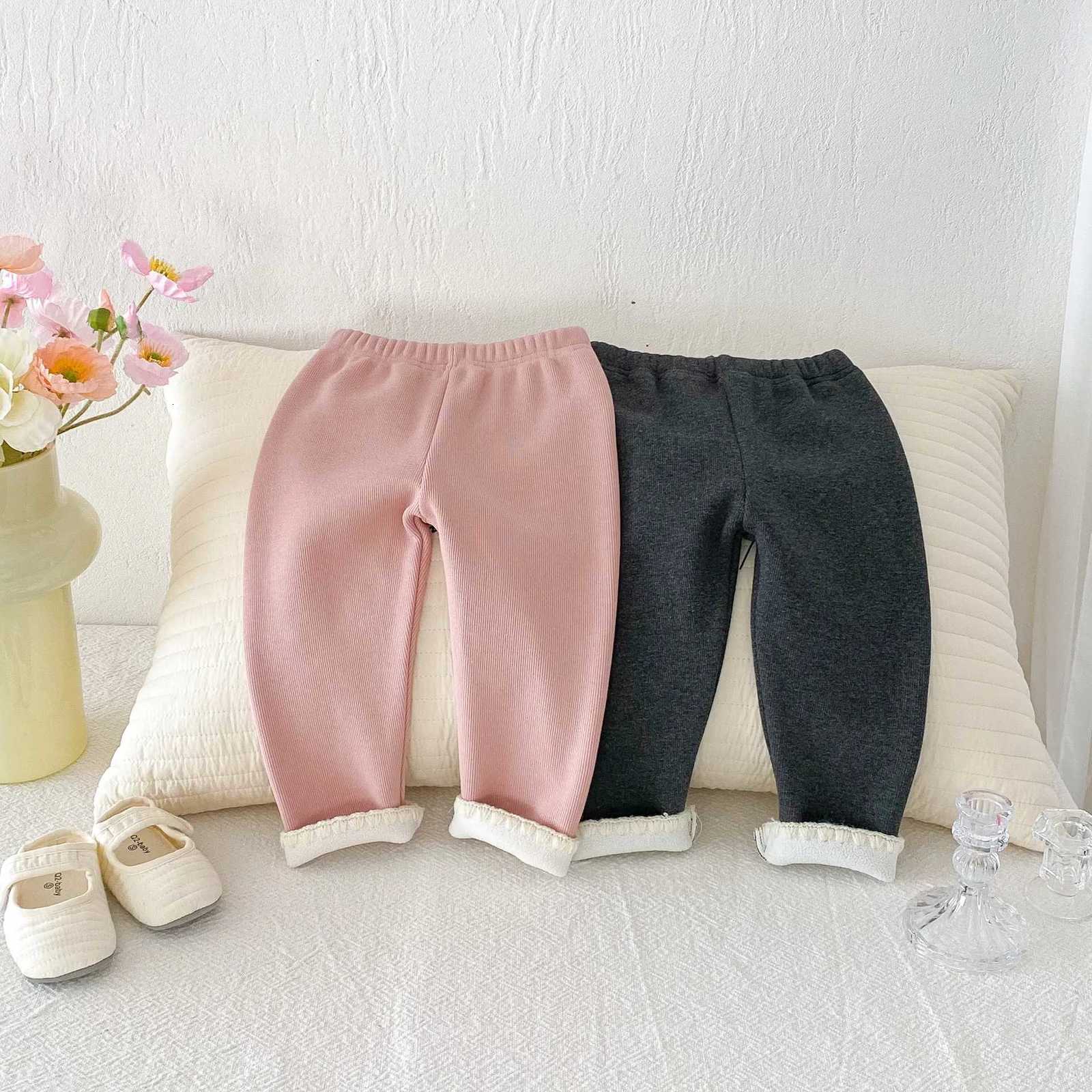 2025 Winter New Girls Lace Leggings Plus Velvet Thick Children Warm Trousers Cotton Baby Girl Fleece Leggings Kids ClothesT251024