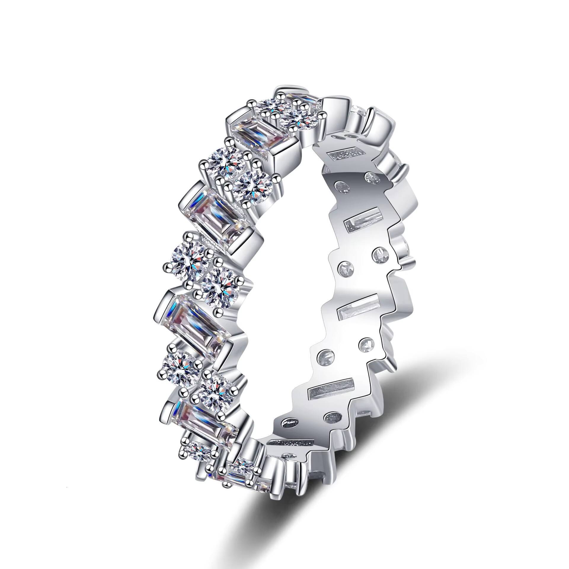High Quality Womens 925 Pure Silver Moissanite Ring PT950 Gold Plating
