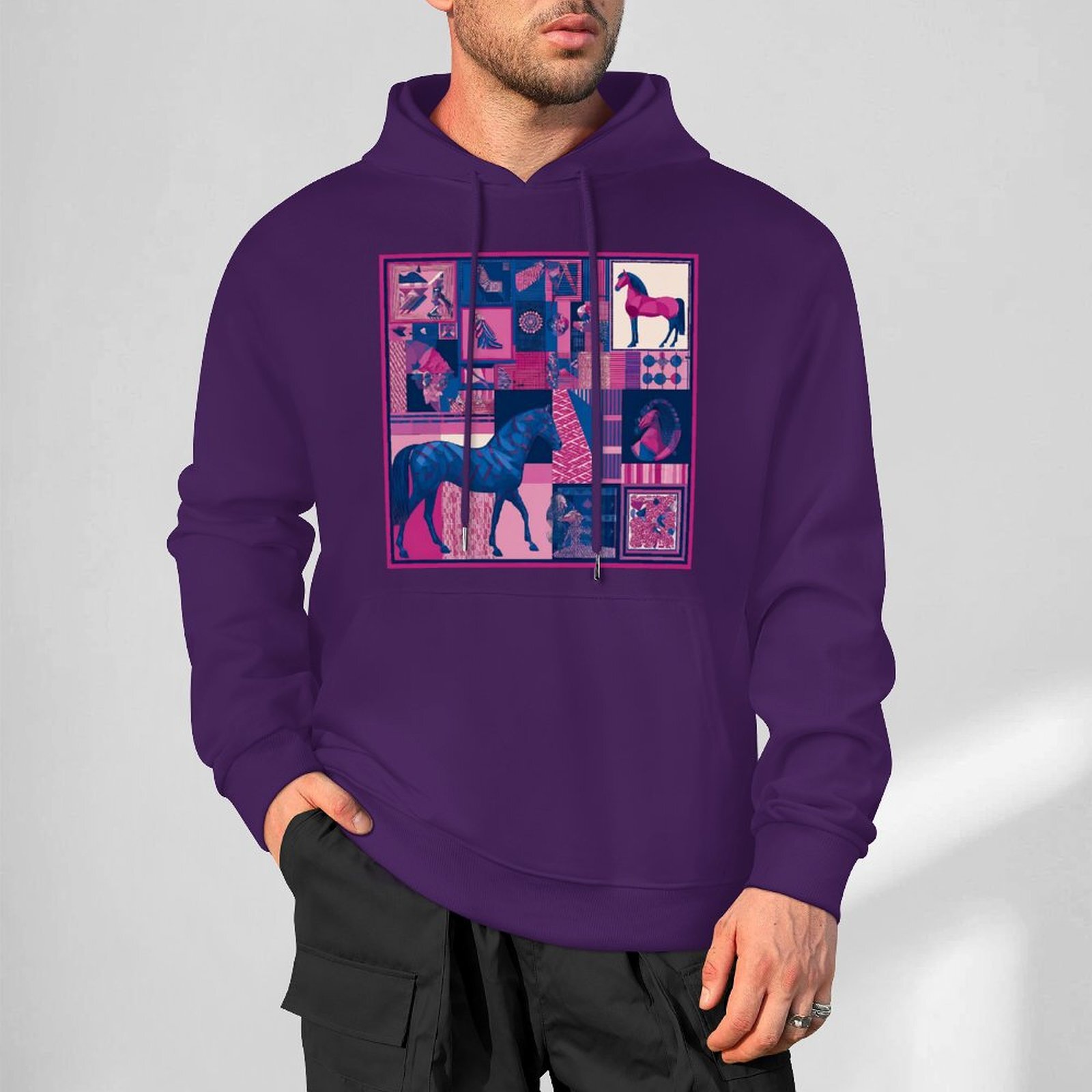 H Designer Fall Winter Hoodie Luxury Horse Print Design Unisex Long Sleeve Streetwear Hip Hop Oversized Fit Hoodie Men's Fashion Apparel H64