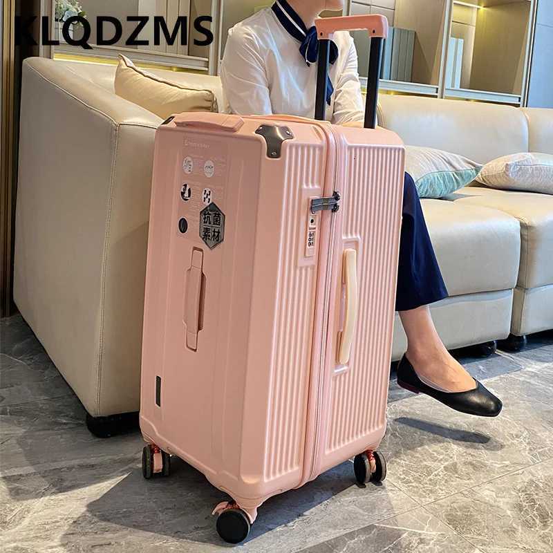 KLQDZMS Womens Suitcase Highquality Largecapacity Trolley Case ABS PC Family Travel Essentials Mens with Wheels LuggageW251024