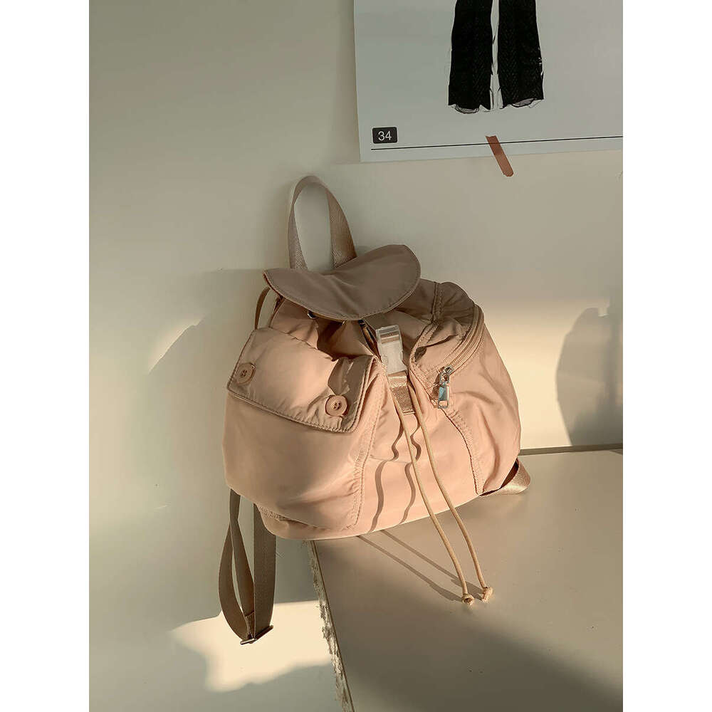 Spring And Autumn New Drawstring Small Backpack Women, Trendy Ins Style, Korean Version, College Student Backpack, Versatile Nylon Bag For Classes B5