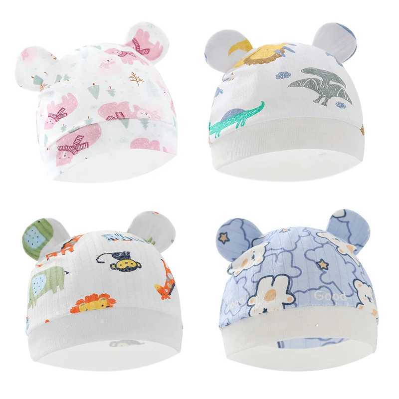 06Mouths Newborn Fetal Hat Cute Cartoon Baby Bear Beanies Spring Autumn Pure Cotton Pullover Cap Boys Girls Kids Warm BonnetL251024