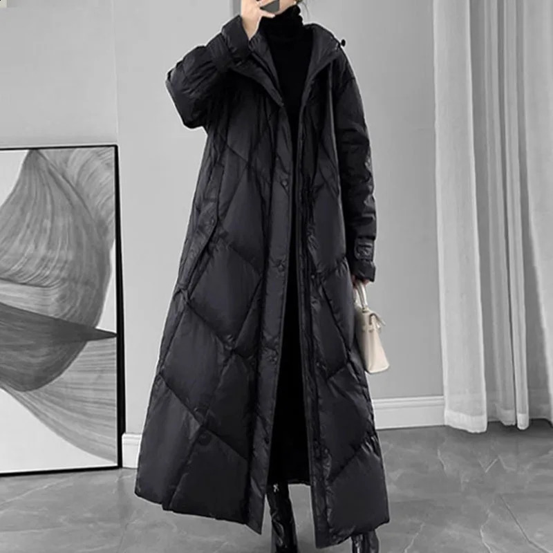 2024 Winter Puffer Coat Womens Long Warm Down Cotton Korean Hodoed CottonPadded Jacket Female Casual Overcoat 251018