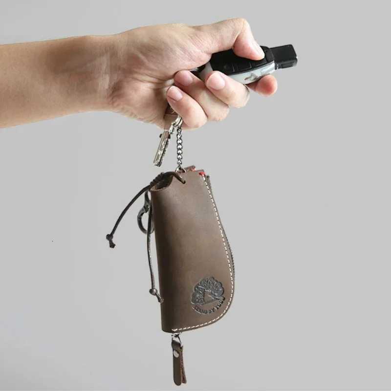 Vintage Handmade Genuine Leather Key Holder Wallet Car Key Case Cover Organizer Housekeeper Bag Z251023