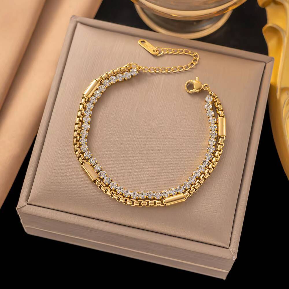 Wholesale Fashion Punk Creative HipHop Personality Niche Versatile Diamond MultiLayered Titanium Steel Bracelet