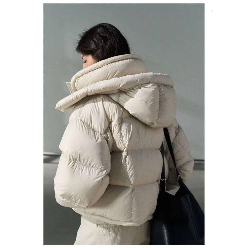 Winter Women's New Cropped Jacket Warm Stand-Up Collar Hooded Cotton Parkas High-End Thickened Bread Coat Outerwear Loose Womens Coat