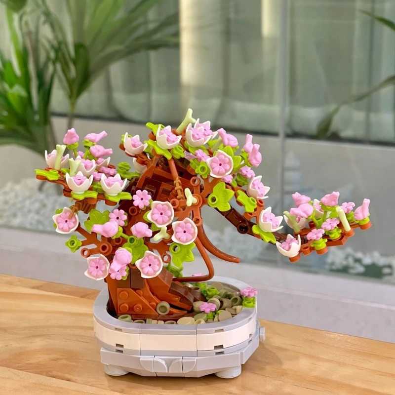 462PCS Bonsai Building Block Flower Creative Plant Cherry Blossom Tree Potted Bouquet DIY Home Decoration Gifts Toys C251023