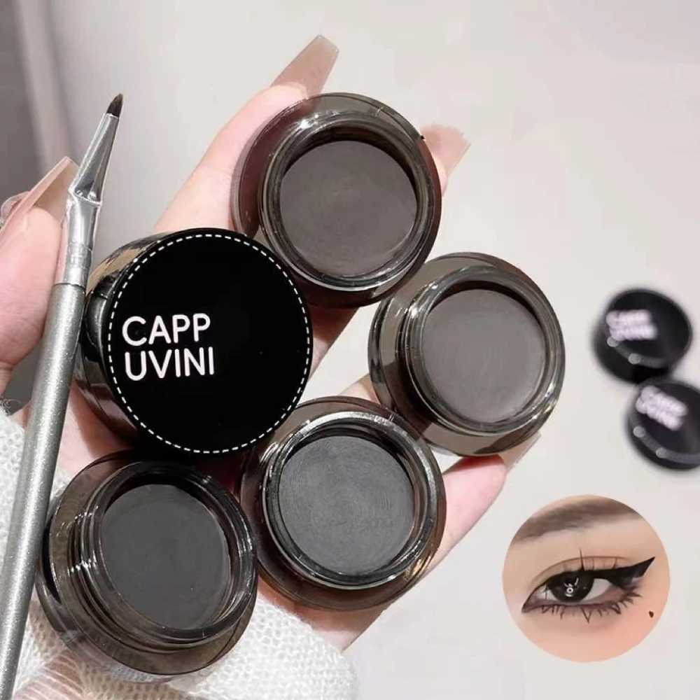 Black Eyeliner Cream with Brush Set Waterproof Beauty Cosmetics Long Lasting Brown Eyeliner Eyebrow Silkworm Gel Makeup ToolsL251024