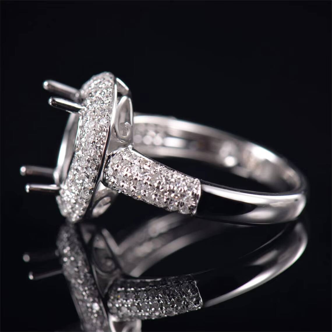 Wholesale Solid 10k 14k 18k Gold 925 Sterling Silver Lab Diamond Moissanite Ring Setting Classic Semi Mount Jewelry for Weddings