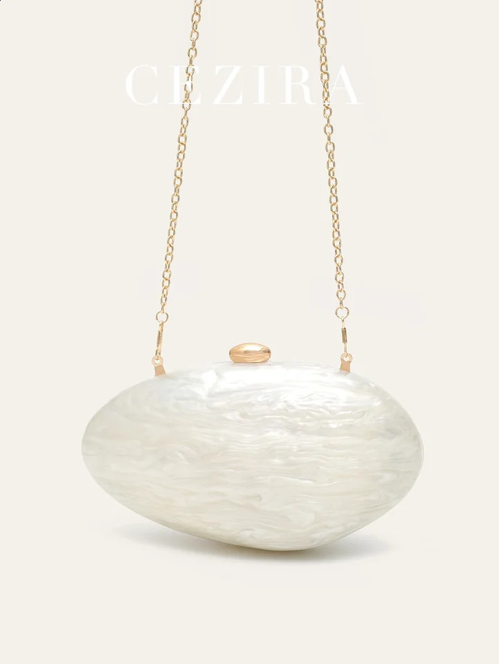 Fashion Womens Glamorous Elegant Novelty Shell Shaped Clutch Solid Color Acrylic Long Chain Evening Bag Party Dinner Banquet 251023