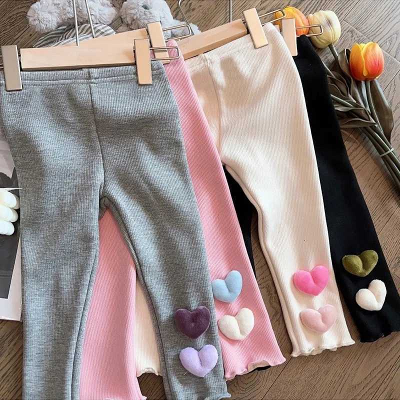 2025 Girls Fleece Lined Pants Winter Warm Korean Style Fashion Heart Tights for Baby Toddler Leggings TrousersT251024