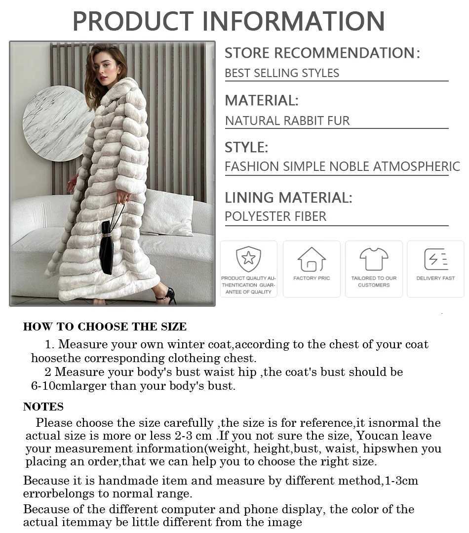 Womens Long Winter Fur Coat Women Natural Chinchilla Rabbit Fur Jacket For Women Warm Winter Best Selling Real Fur Coat H251024