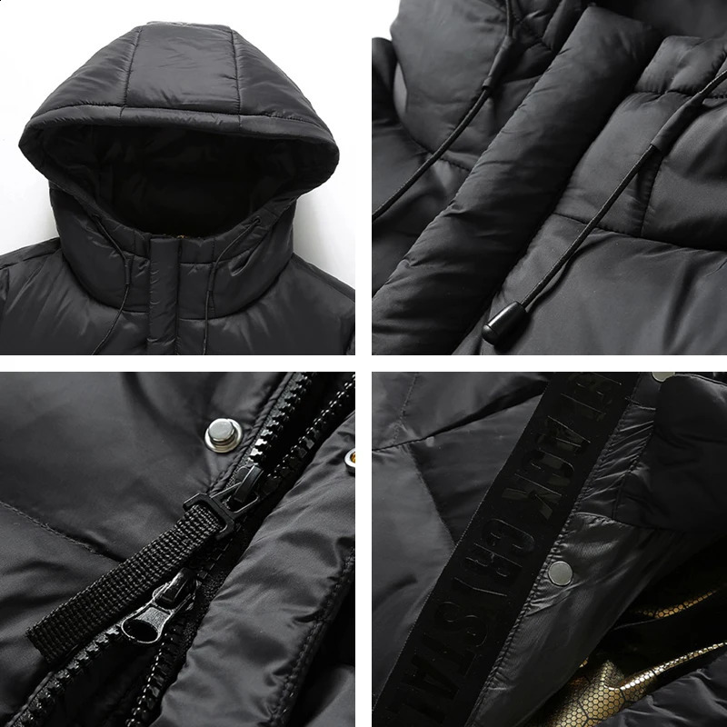 Winter Men Warm Thick Long Down Jacket Coat Mens Hooded Waterproof Black Gold Puffer Jacket Men Casual Windproof Parkas Male 251023