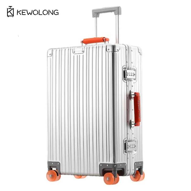 Full Aluminum Magnesium Alloy Suitcase 20 29 Inch Durable Metal Checkin Luggage with TSA Lock Large Capacity Carry OnW251024