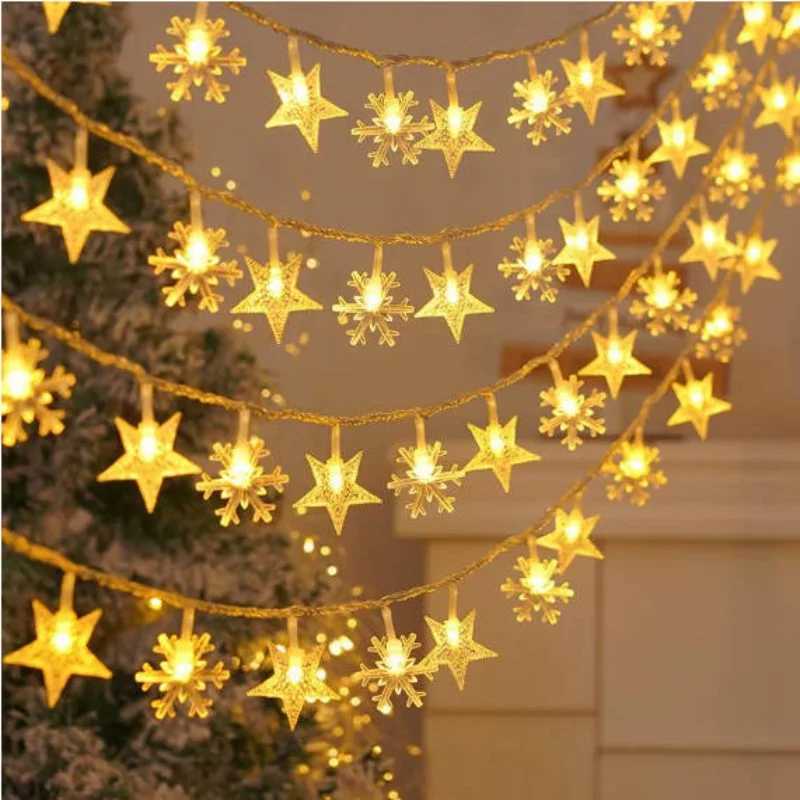 3M Christmas Lights Snowflake Strings Lights Fairy Lights Star Ball LED Lamp for Home Christmas Tree Garden Decorations Supplies C251024